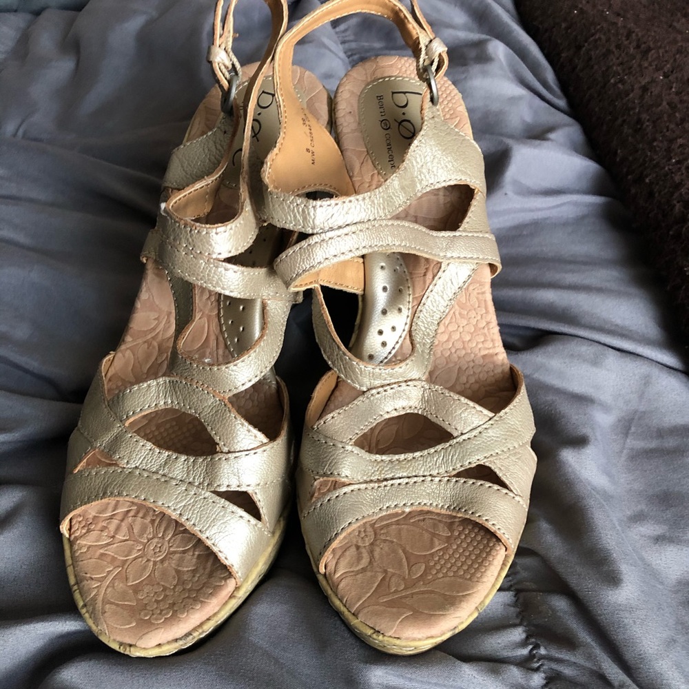 cork & gold wedge summer sandals